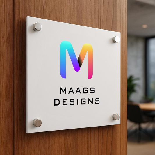 Office Logo Name Plate for Office, Restaurant and Shops (White) (Acrylic)