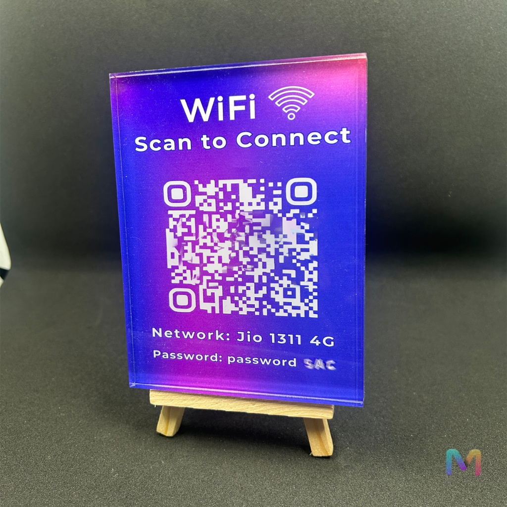 WiFi Code Block, Personalized WiFi Acrylic Block, Scan to Connect (with Stand)