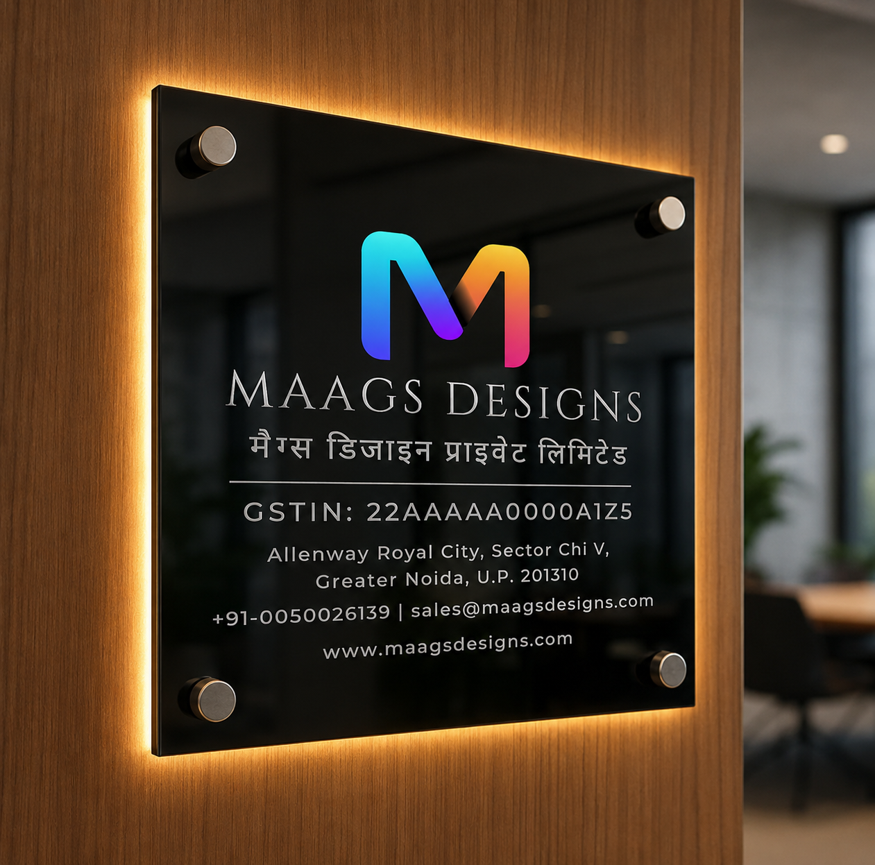 Office Name Plate with LED