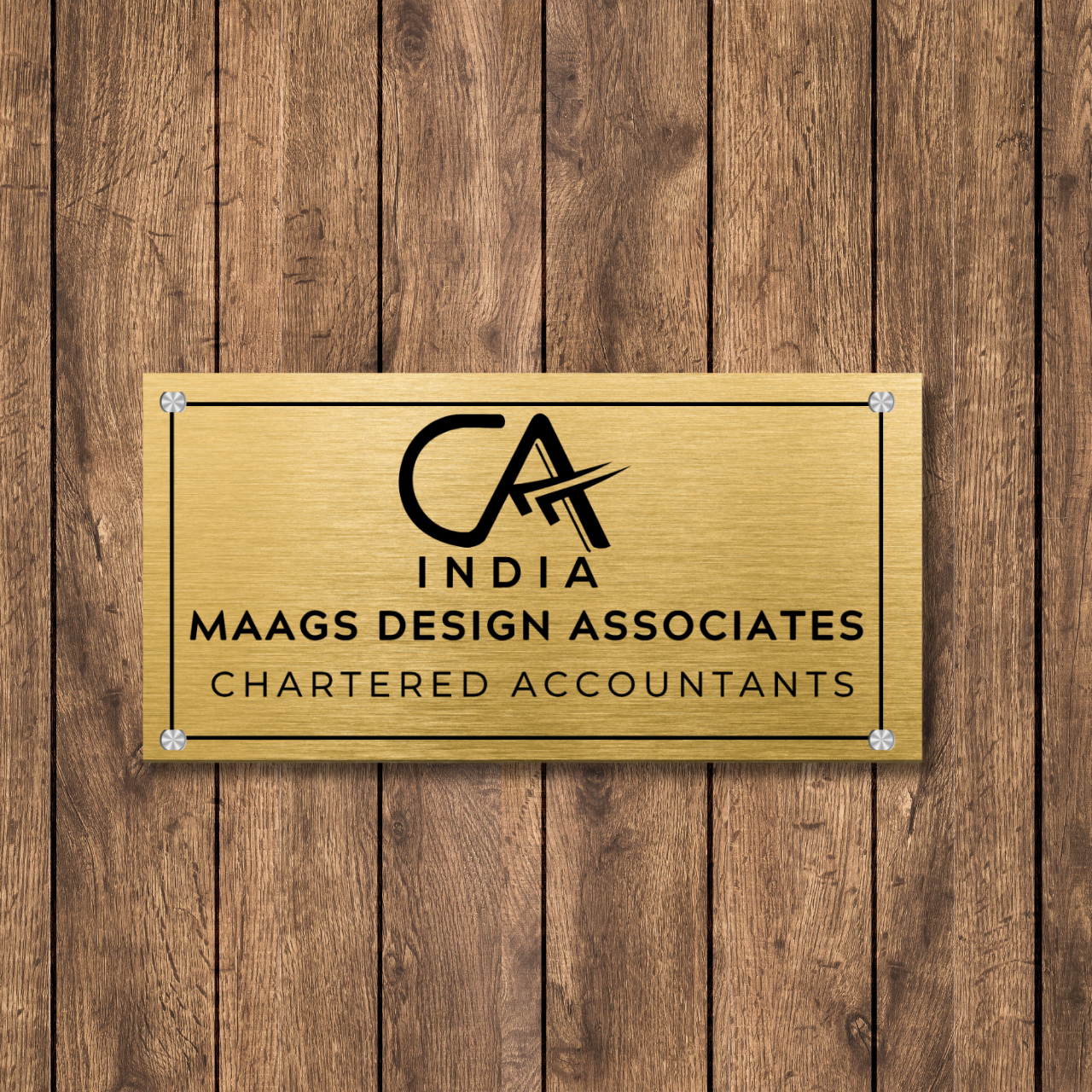 CA Logo Name Plate for Office (Stainless Steel Metal)