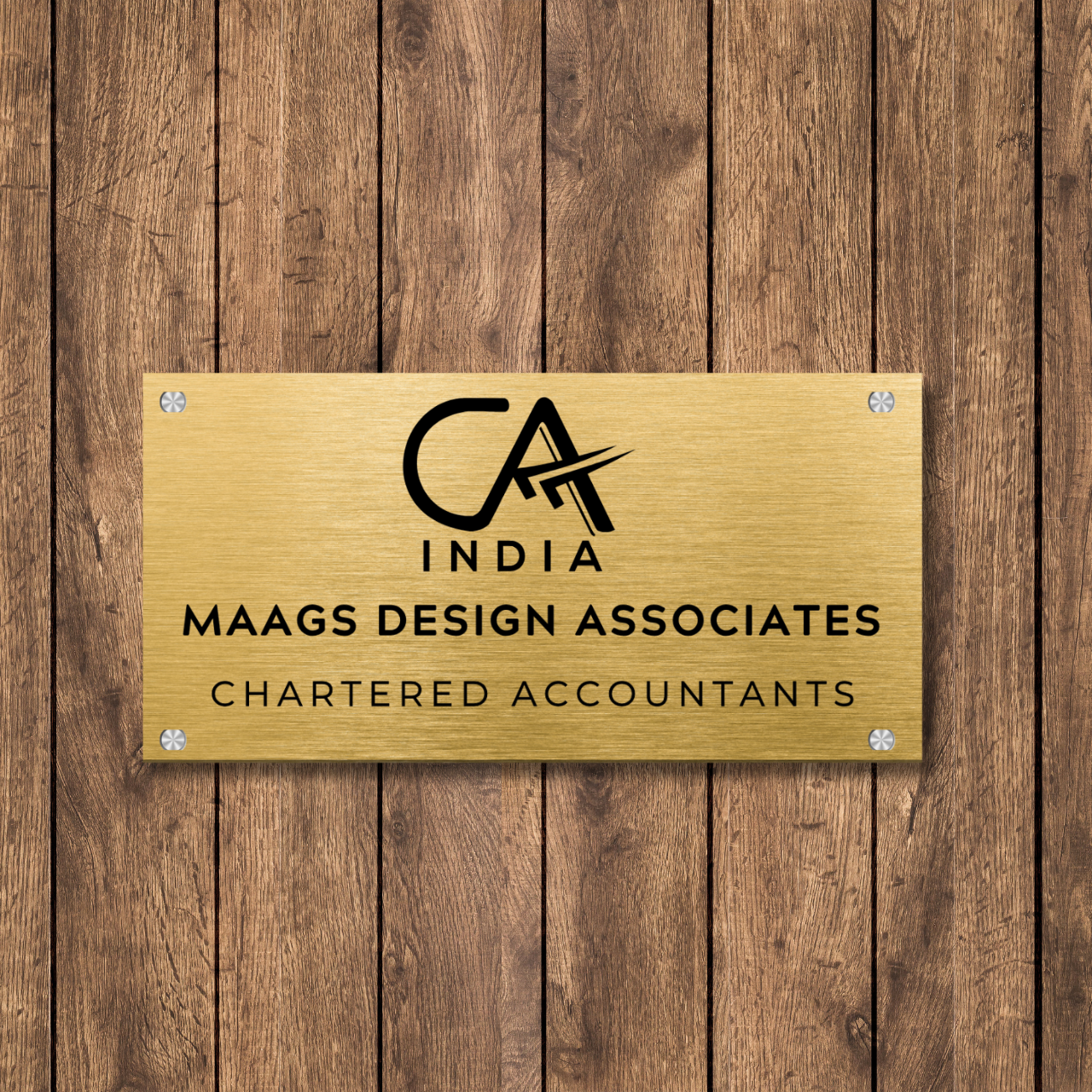 CA Logo Name Plate for Office (Stainless Steel Metal)