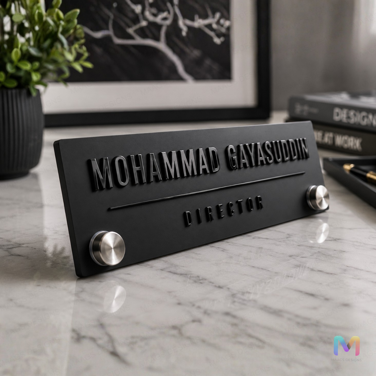 Matte Raised Acrylic Desk Name Plate