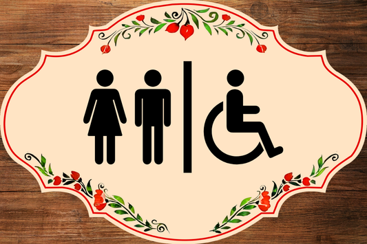 Washroom Signs, Restroom Signs - Floral Blossom (Acrylic)