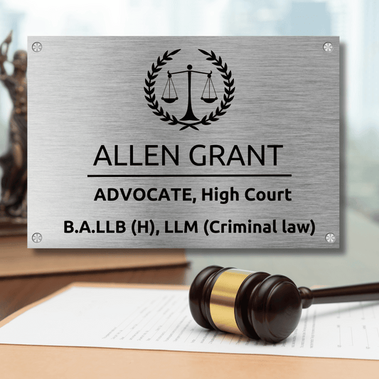 Lawyer Designation Name Plate for Office (Metal) | Custom Name Plate for Advocates and Lawyers