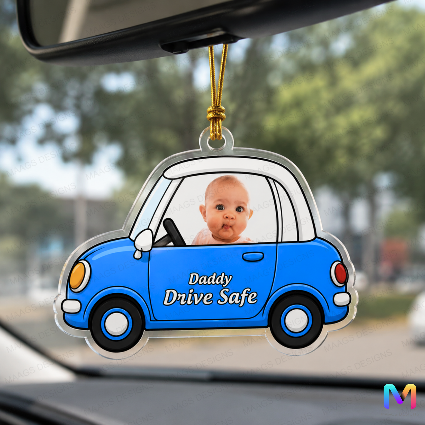Personalized Acrylic Photo Car Hanging Baby Safe | Gifts for Him & Her