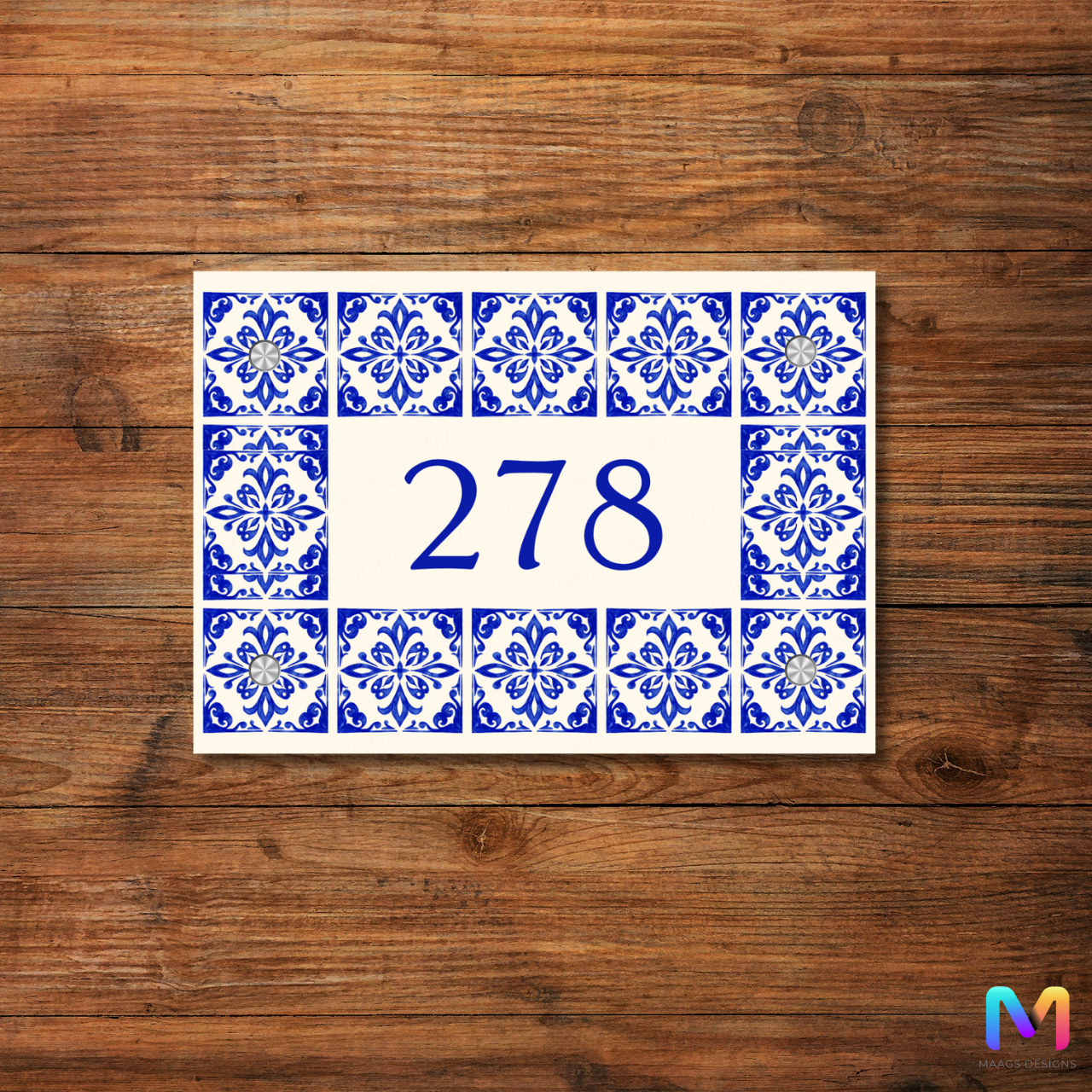 Azulejo Elegance - House Number Plate (Acrylic)