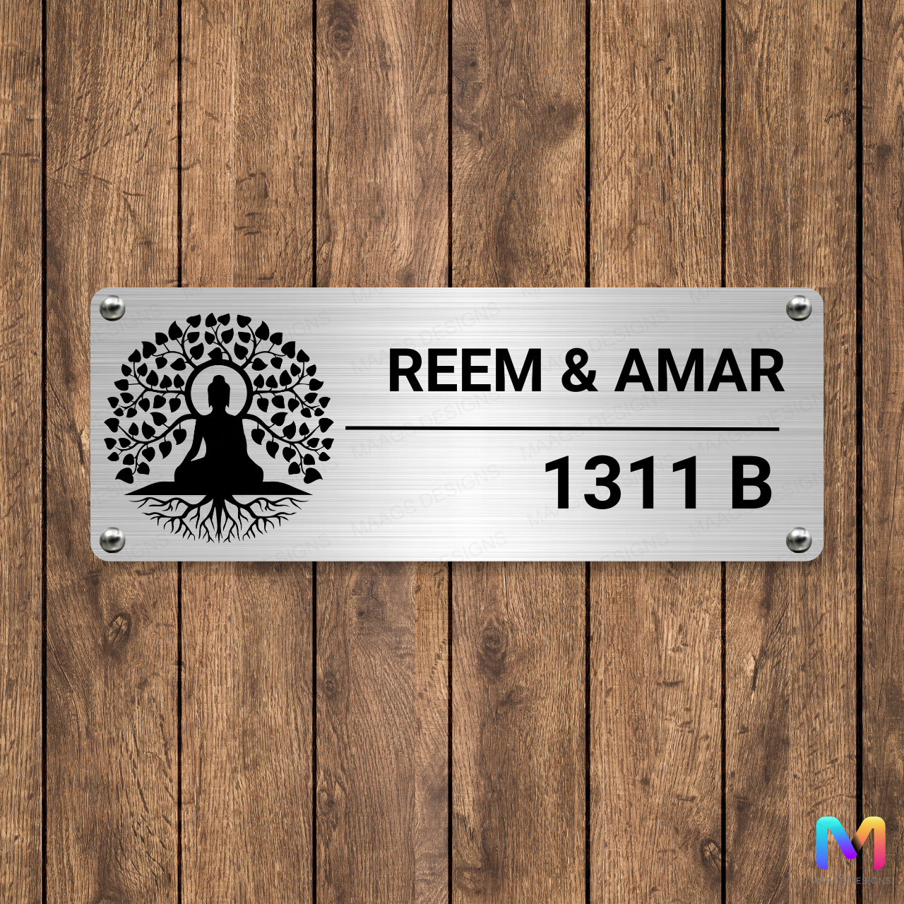 Ethnic Collection - Buddha the Awakened (Stainless Steel) | Premium Custom Name Plates for Homes Stainless Steel: Natural