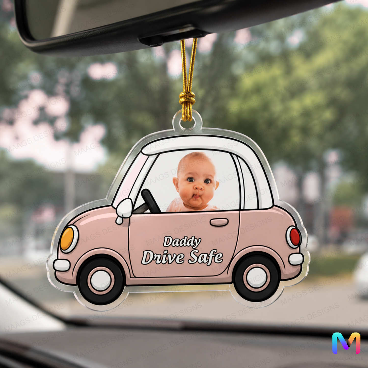 Personalized Acrylic Photo Car Hanging Baby Safe | Gifts for Him & Her