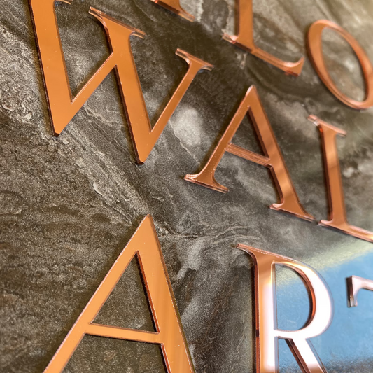 Glossy Gold Acrylic Letter | Acrylic Lettering in White or Black or Gold | Letters for Wall