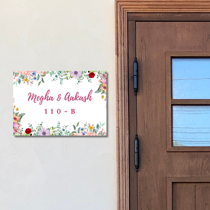 Floral Bliss Name Plate - Design #02 | Premium Name Plate for Home