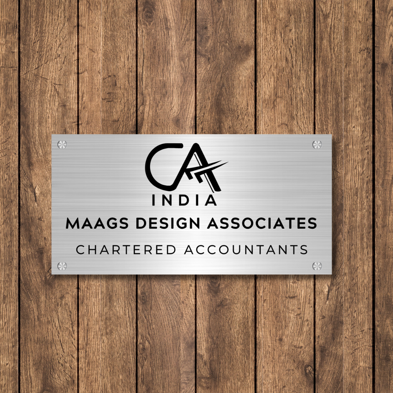 CA Logo Name Plate for Office (Stainless Steel Metal) Stainless Steel: Natural