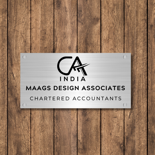 CA Logo Name Plate for Office (Stainless Steel Metal)