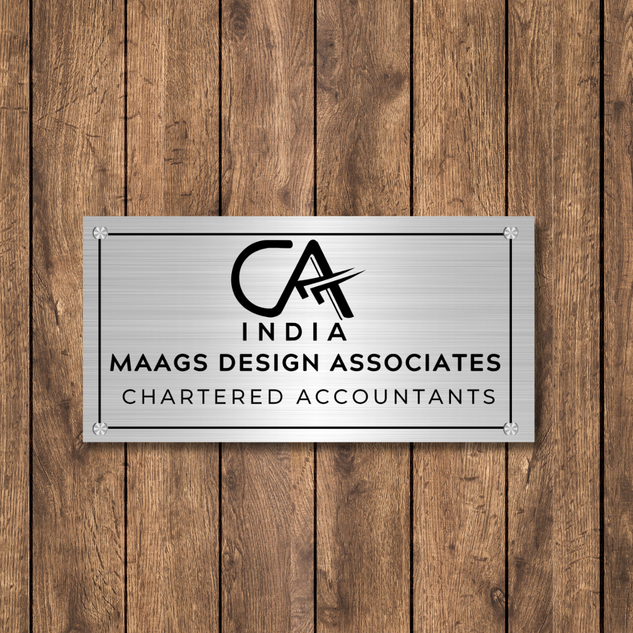 CA Logo Name Plate for Office (Stainless Steel Metal)