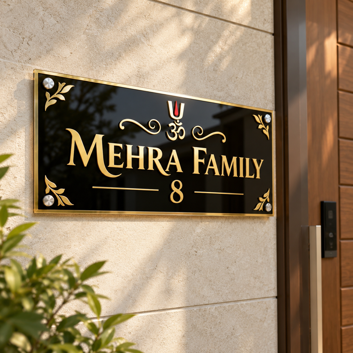 Shree Aura Gold Acrylic Name Plate