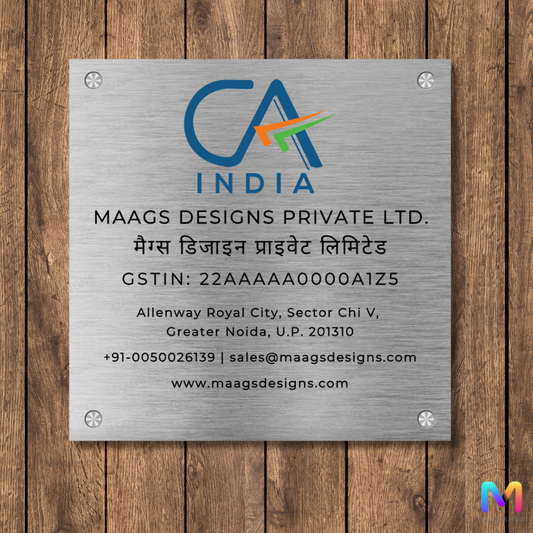 CA Logo Name Plate for Office (Metal) | Chartered Accountant Name Plate for Home and Office