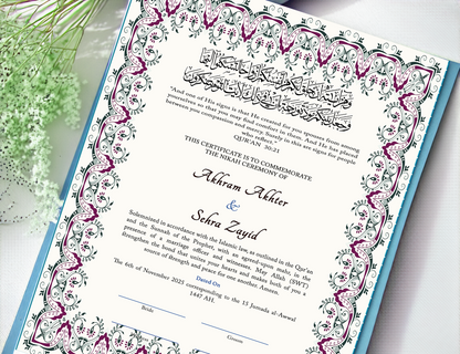 Nikahnama - Sacred Bloom Nikahnama with Frame, Nikah Frames