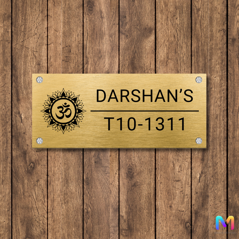 Ethnic Collection - Hari Om Name Plate for Home (Stainless Steel) | Premium Custom Name Plates for Homes Stainless Steel: Gold
