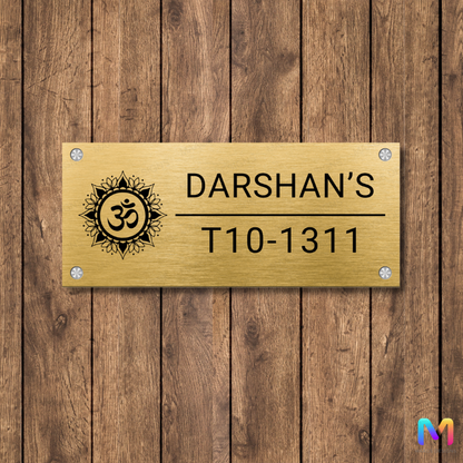 Ethnic Collection - Hari Om Name Plate for Home (Stainless Steel) | Premium Custom Name Plates for Homes Stainless Steel: Gold