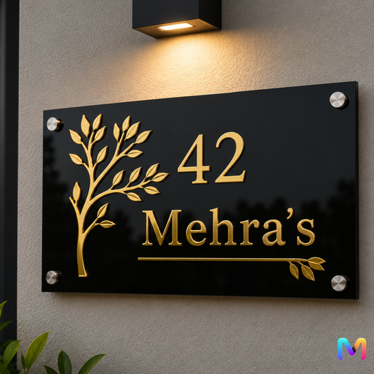 Arbor Luxe Golden Raised Name Plate in Acrylic