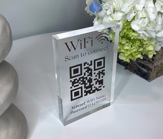 Clear WiFi Code Block, Personalized WiFi Acrylic Block, Scan to Connect