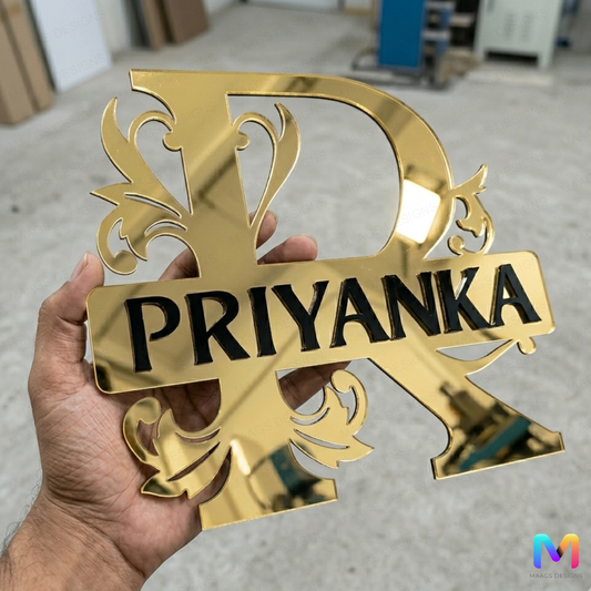 Royal Crest Monogram Premium Acrylic Name Plate Acrylic: Glossy Gold