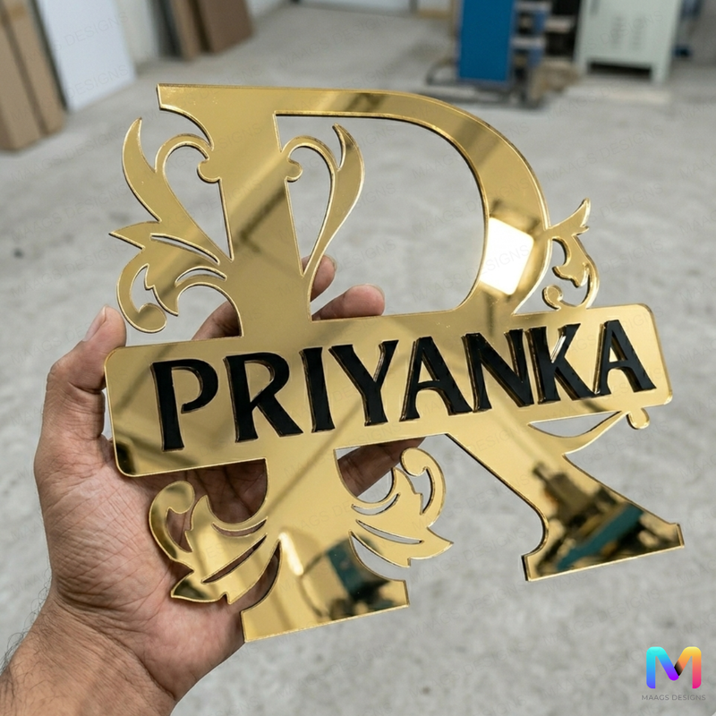 Royal Crest Monogram Premium Acrylic Name Plate Acrylic: Glossy Gold