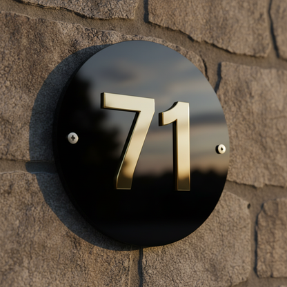Luxe - House Number Plate (Acrylic) Acrylic: Gold in Black