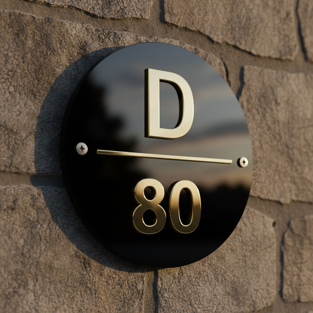 Luxe - House Number Plate (Acrylic) Acrylic: Gold in Black