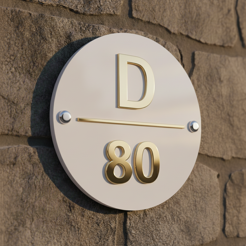 Luxe - House Number Plate (Acrylic) Acrylic: Gold in White