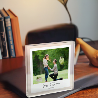 Personalized Acrylic Photo Message Block, Photo Message Stand | Gifts for Him & Her