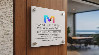 Office Logo Name Plate for Office, Restaurant and Shops (Acrylic), GST Name Plate in Acrylic