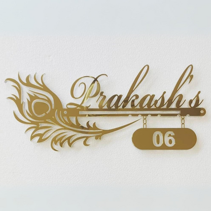 Royal Feather Nameplate - 3D House Name Plate, Premium Name Plate for Home