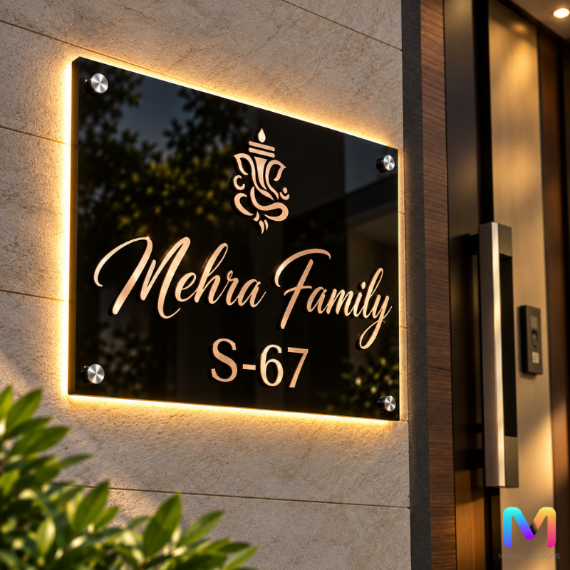 Ember Noir LED Name Plate for Home