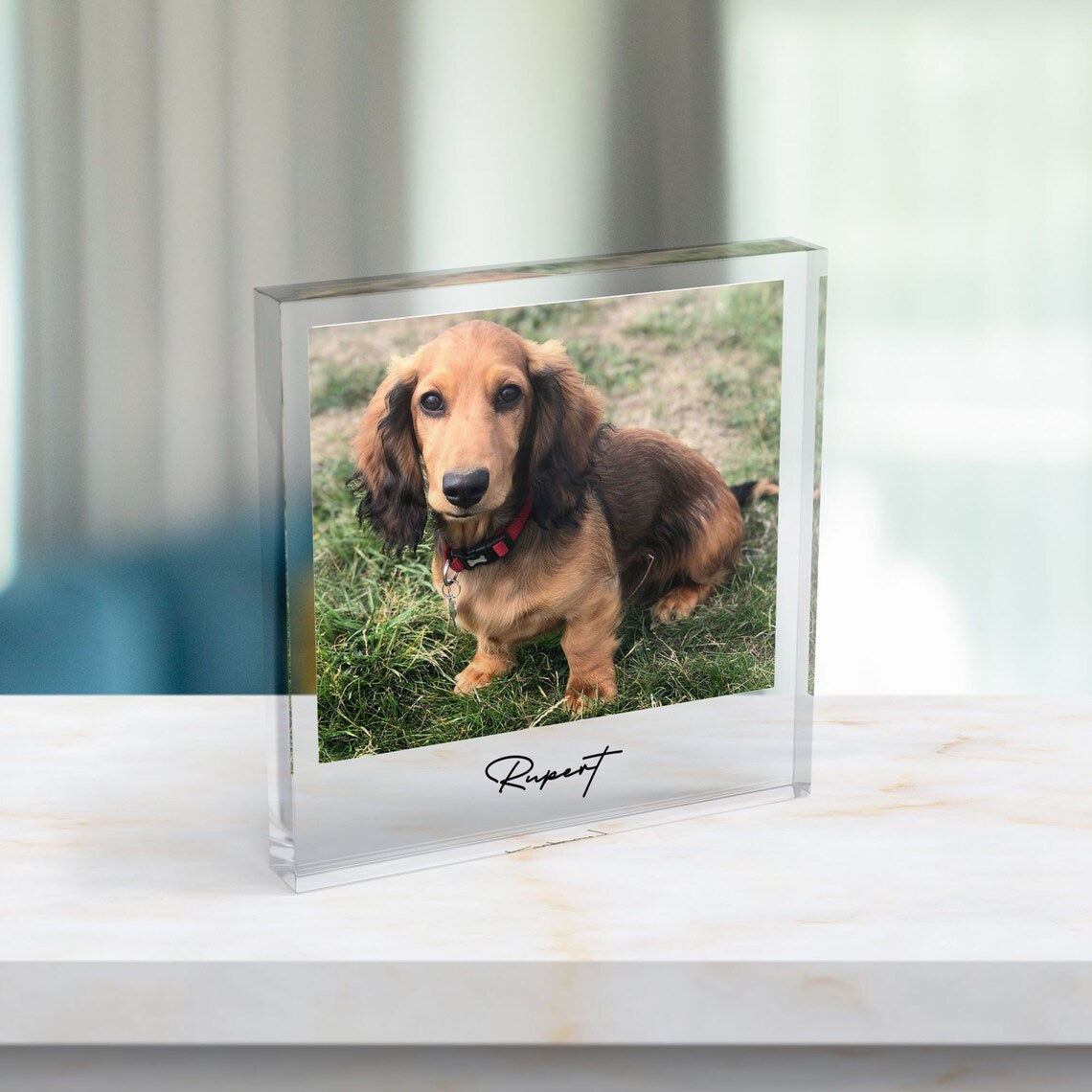 Personalized Acrylic Photo Message Block, Photo Message Stand | Gifts for Him & Her