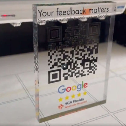 QR Code Block | Google Review Block Custom QR Code Acrylic Display, Small Business, Beauty, Spa, Salon, Restaurant, Office, Online Feedback Reviews