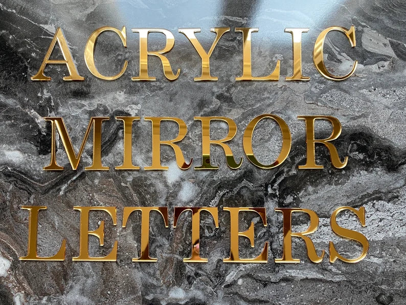 Glossy Gold Acrylic Letter | Acrylic Lettering in White or Black or Gold | Letters for Wall