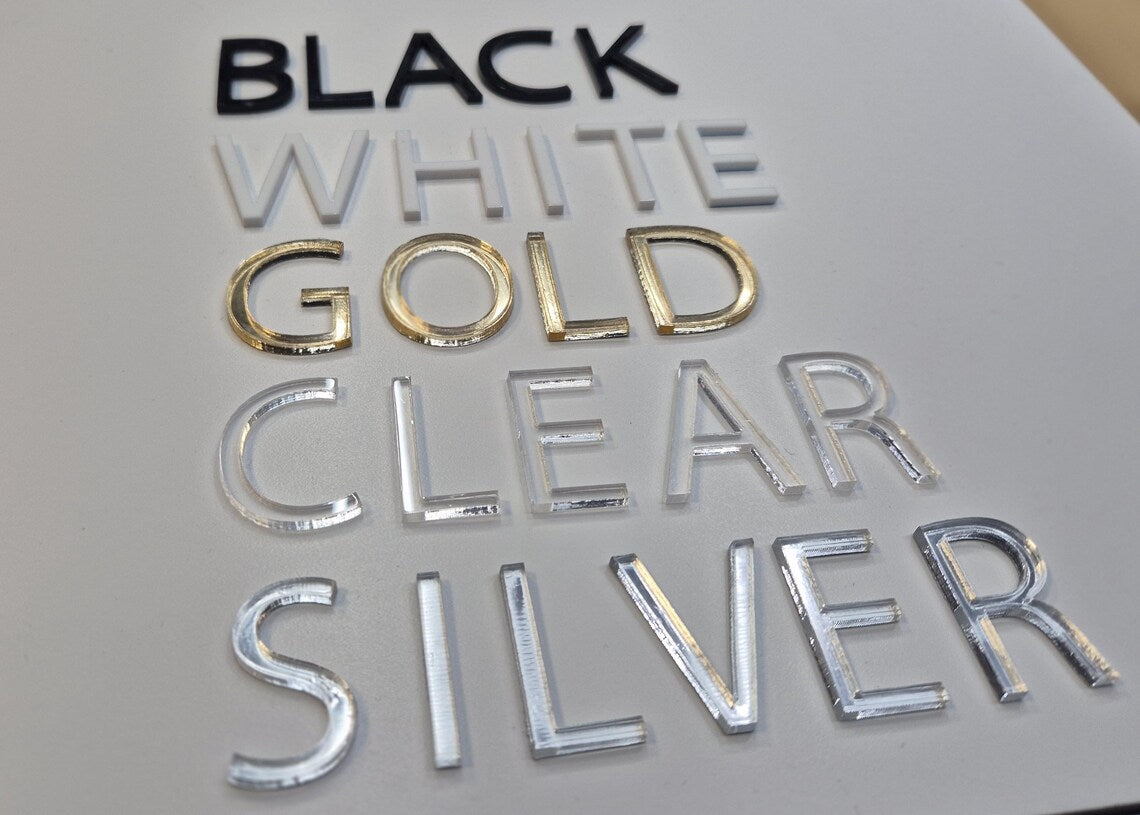 Glossy Gold Acrylic Letter | Acrylic Lettering in White or Black or Gold | Letters for Wall