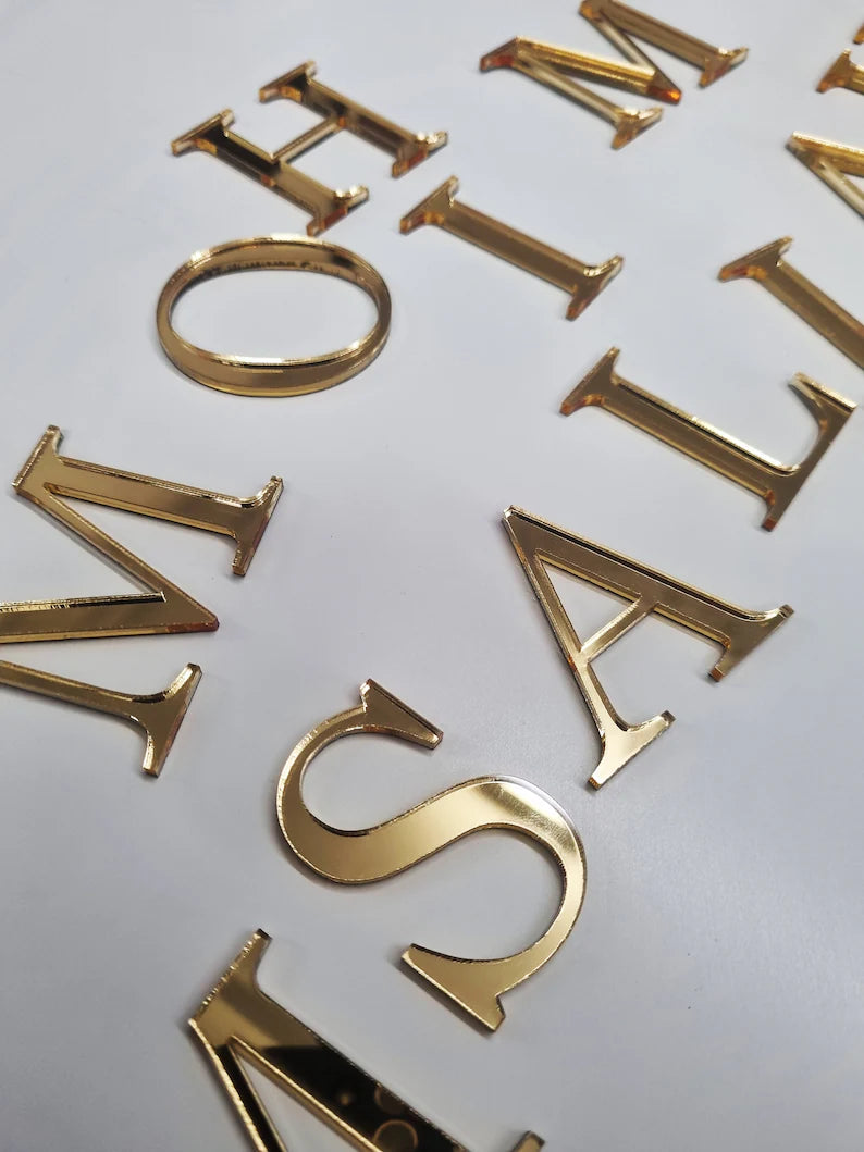 Glossy Gold Acrylic Letter | Acrylic Lettering in White or Black or Go ...