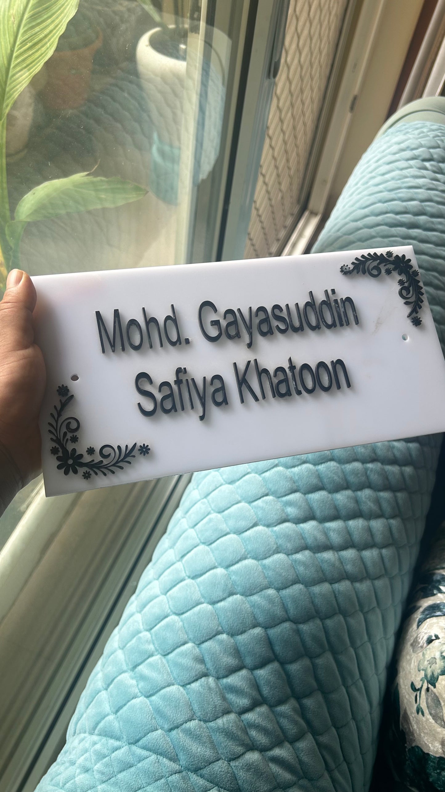 Blossom White Elegance Name Plate | Premium Custom Name Plate for Home