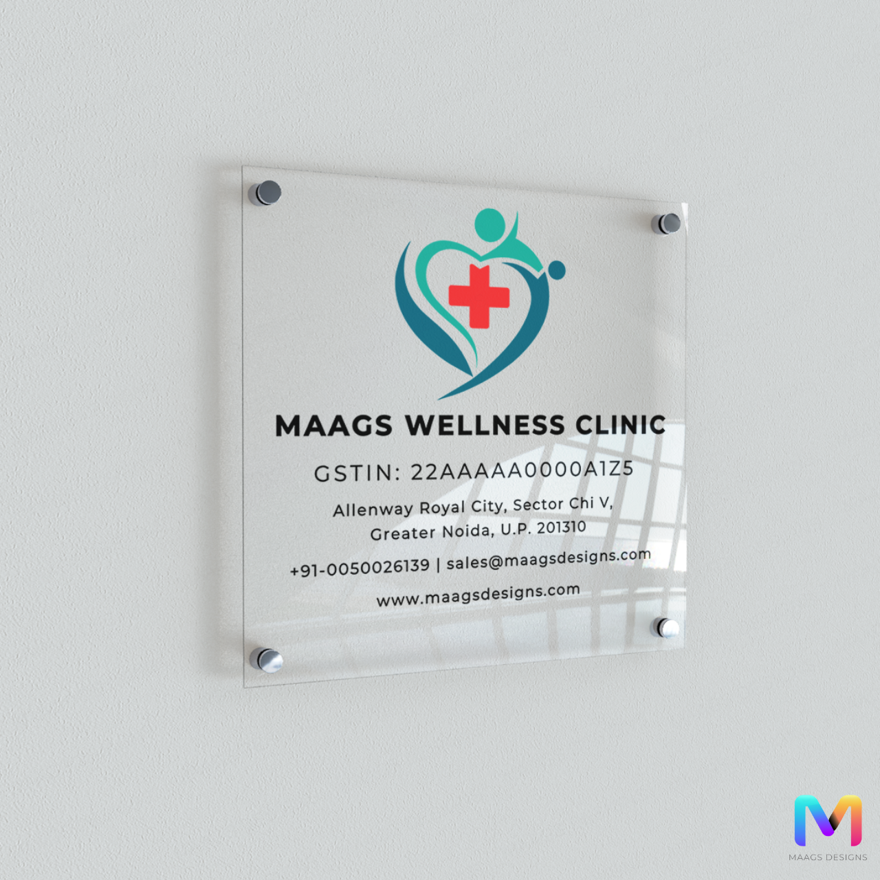 Doctors Logo Name Plate - Clear(Acrylic) Acrylic: Clear (Transparent) UV Printing
