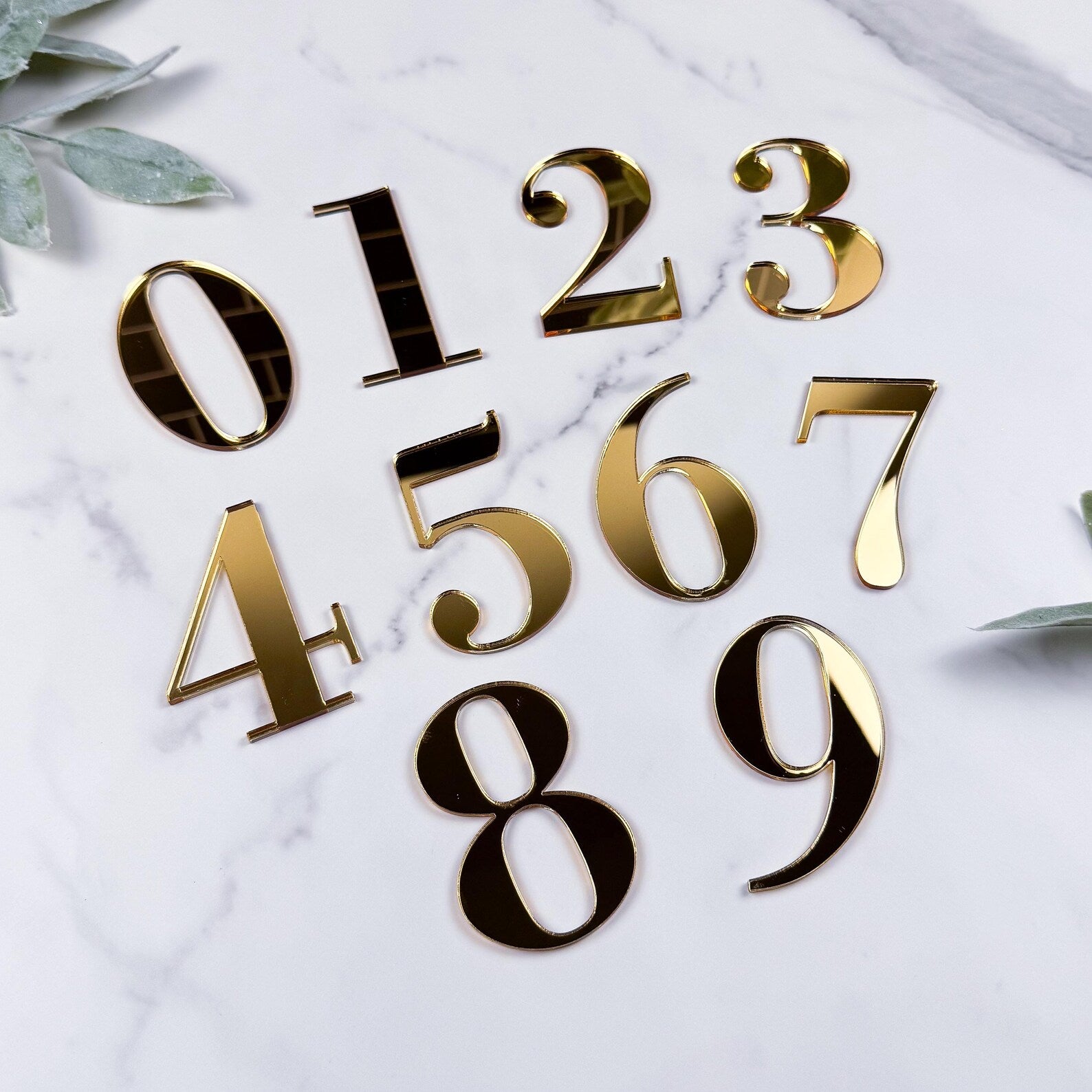 Playfair Typogram House Numbers (Acrylic) - Single Letter Acrylic: Glossy Gold