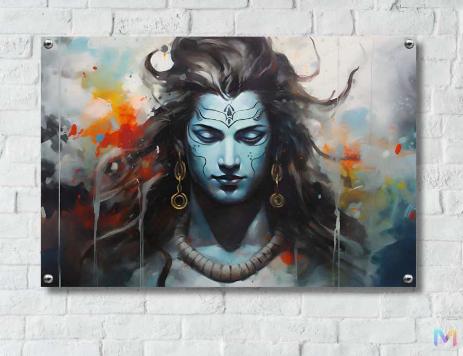 Lord Shiv - Sketch (Premium Acrylic Wall Poster) | Religious Wall Poster