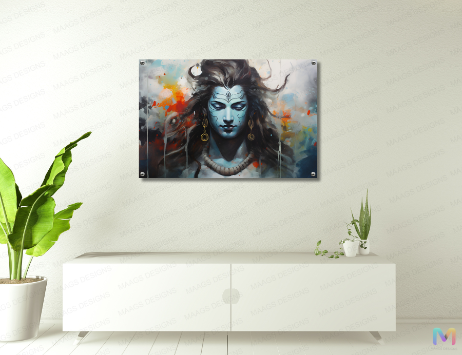 Lord Shiv - Sketch (Premium Acrylic Wall Poster) | Religious Wall Poster