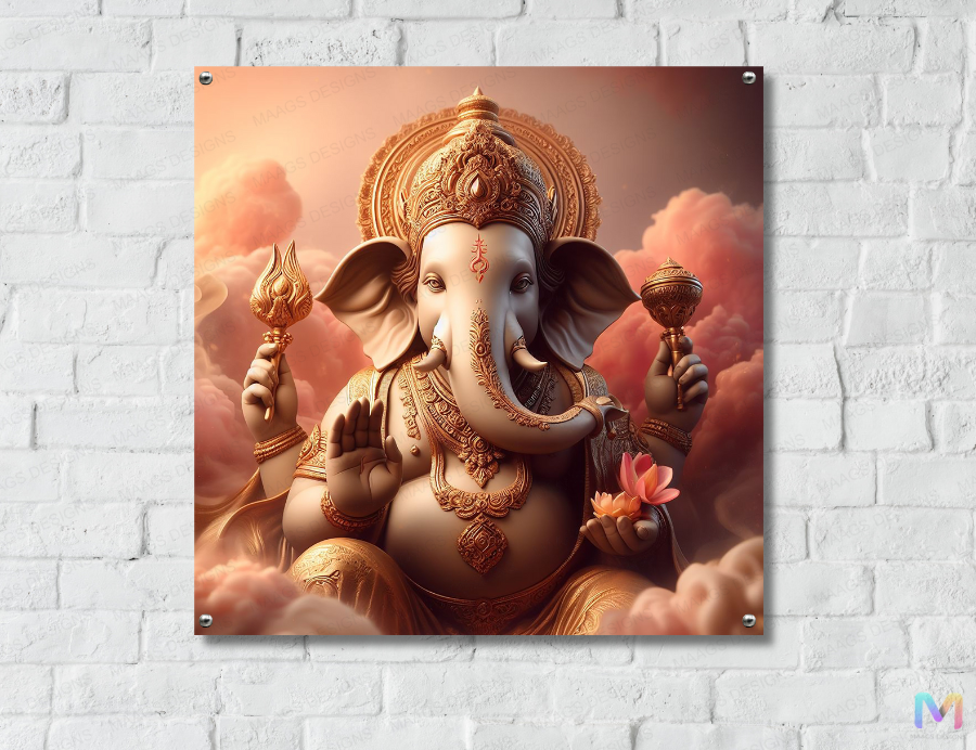 Ganesh Ji - Decorative Wall Art (Premium Acrylic Wall Poster) | Religious Wall Posters