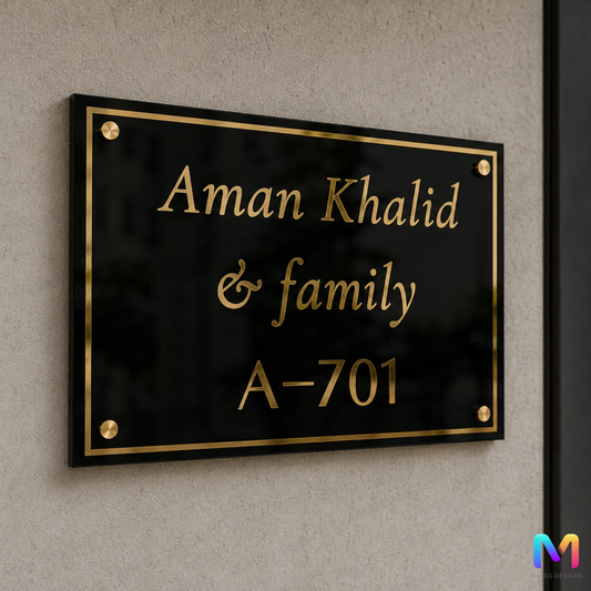 Classic Golden Raised Name Plate in Acrylic