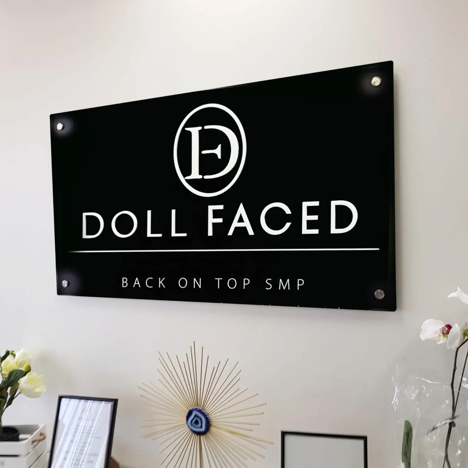 Raised Letter Name Plate for Office (Acrylic) Acrylic: White in Black