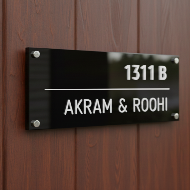 Classic Contrast - Black White | Premium Custom Name Plate for Home and Office 3D White Letters
