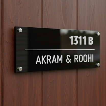 Classic Contrast - Black White | Premium Custom Name Plate for Home and Office 3D White Letters