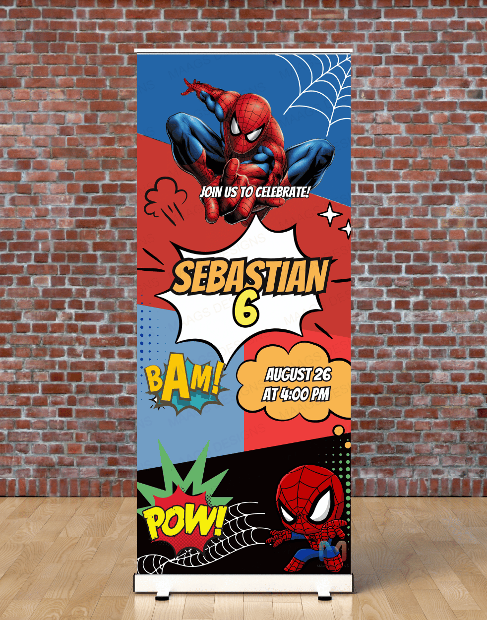 Superhero Themed Birthday Banner Standee (With Stand) - Design #34 | Celebration Banner, Event Banner, Party Banner