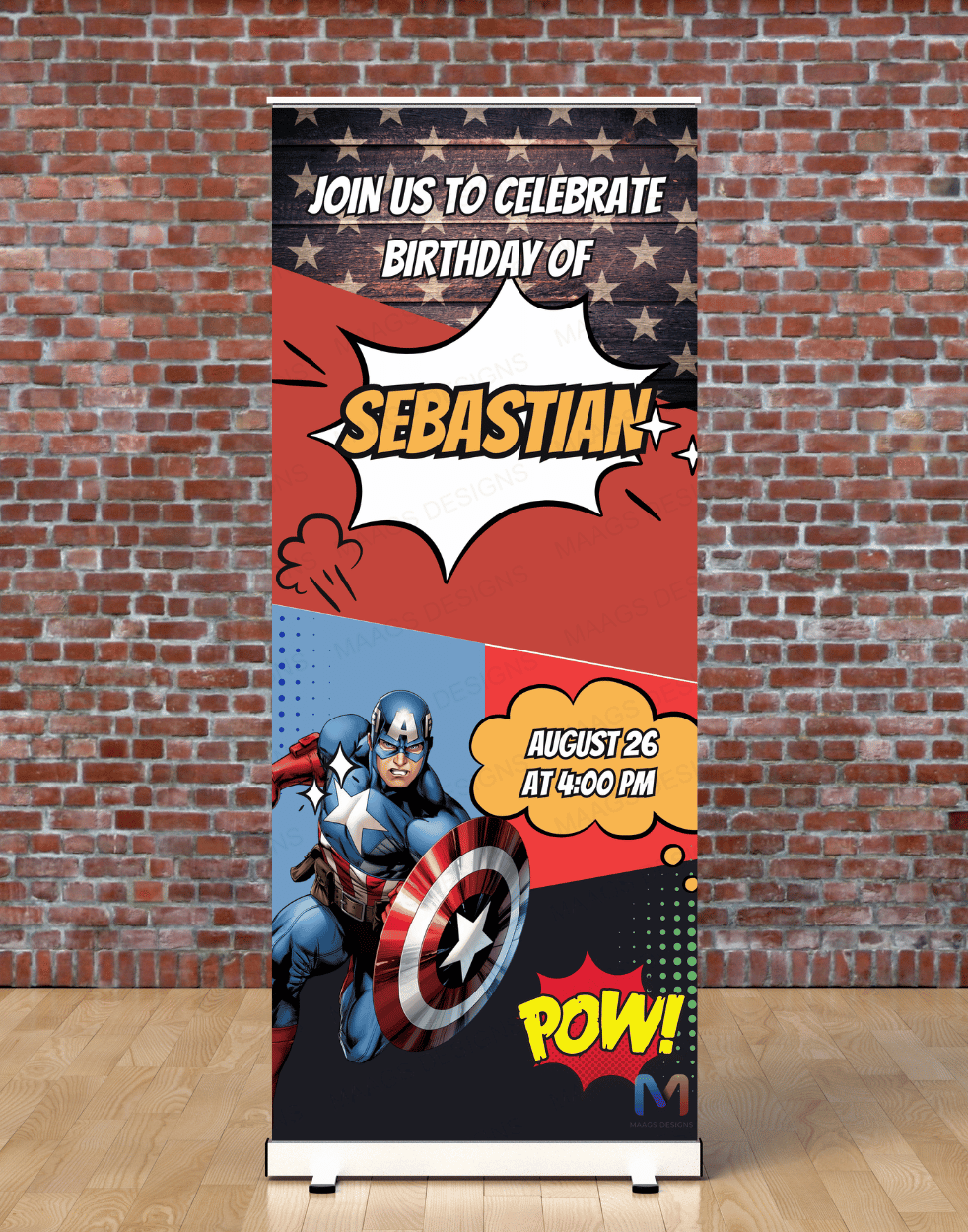 Birthday Banner Standee - Design #B20, Superhero Themed Banner, Birthd ...